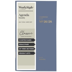 Mead Cambridge® WorkStyle® Classic Academic 2026-2028 Two Year Monthly Planner, Steel Blue, Pocket, 3 1/2" x 6 1/4"