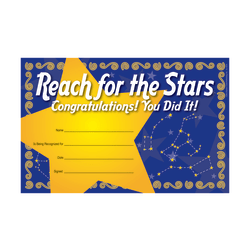 Barker Creek Blank Award Certificates, Reach For The Stars, 8 1/2" x 5 1/2", Pack Of 30