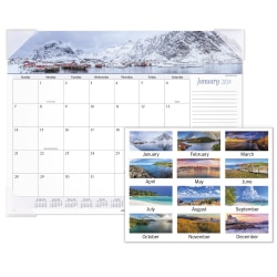 2024 AT-A-GLANCE® Panoramic Seascape Monthly Desk Pad Calendar, 21-3/4" x 17", January To December 2024, 89803