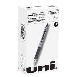 uni-ball® 207 Auto-Advancing Mechanical Pencils With Hexagonal Twist Eraser, 0.7 mm, Black Barrel, Pack Of 12 Pencils