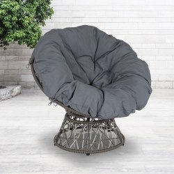 Flash Furniture Bowie Comfort Series Swivel Patio Chair With Cushion, Gray