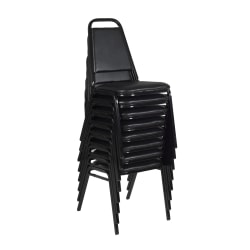 Regency Restaurant Vinyl Stacking Chairs, Black, Pack Of 8 Chairs