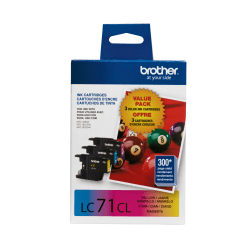 Brother® LC71 Cyan, Magenta, Yellow Ink Cartridges, Pack Of 3, LC713PKS