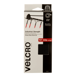 VELCRO® Brand Industrial Strength Velcro Self Stick Tape, 2" x 4', Black