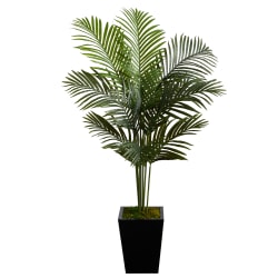 Nearly Natural Paradise Palm 60"H Artificial Plant With Metal Planter, 60"H x 35"W x 27"D, Green/Black