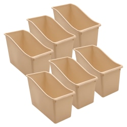 Teacher Created Resources Plastic Book Bins, 7-1/2"H x 11-3/8"W x 5-1/2"D, Light Brown, Pack Of 6 Bins