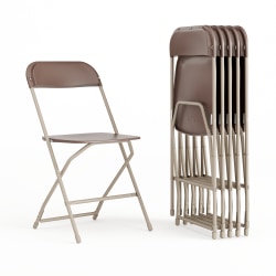 Flash Furniture Hercules Series Plastic Folding Chairs, Brown, Set Of 6 Chairs