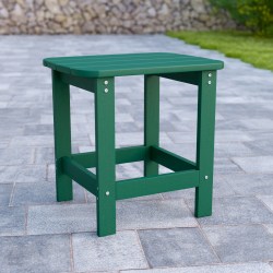 Flash Furniture Charlestown All-Weather Adirondack Side Table, 18-1/4"H x 18-3/4"W x 15"D, Green