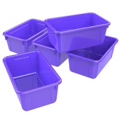 Storex Small Cubby Bins, 5-1/4"H x 8"W x 12-5/16"D, Purple, Pack Of 5 Bins