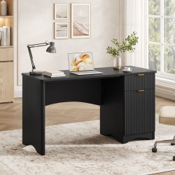 Bestier 47"W Writing Computer Desk with Drawer and Adjustable Storage Cabinet, Black, Total Qty 1
