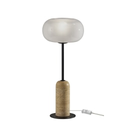 Adesso Byron Table Lamp, Black/White Glosted Glass Shade