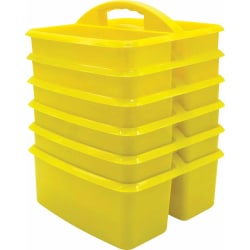 Teacher Created Resources Plastic Storage Caddies, 5-1/4"H x 9-1/4"W x 9"D, Yellow, Pack Of 6 Caddies