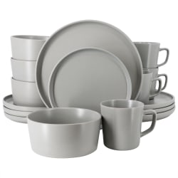Elama Luxmatte 16-Piece Dinnerware Set, Light Gray