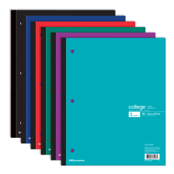 Office Depot® Brand Wireless Notebook, 8 1/2" x 11", 1 Subject, College Ruled, 80 Sheets, Assorted Colors