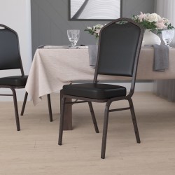 Flash Furniture HERCULES Series Crown Back Stacking Banquet Chair, Black/Gold Vein