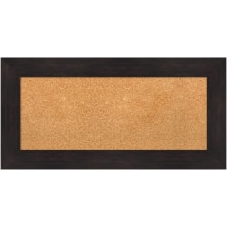 Amanti Art Rectangular Non-Magnetic Cork Bulletin Board, Natural, 36" x 18", Furniture Espresso Plastic Frame