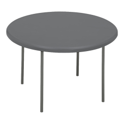 Iceberg Indestruct-Table Too Round Folding Table, 29"H x 48"D, Charcoal/Gray