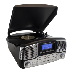 Trexonic Retro Wireless Bluetooth® Record/CD Turntable, Black