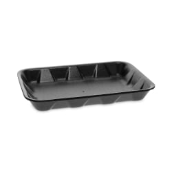 Pactiv Evergreen Foam Trays, Supermarket, #4D1, 9-1/2" x 7" x 1-1/4", Black, Pack Of 500 Trays