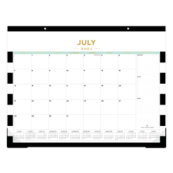 2024-2025 Day Designer Rugby Stripe Academic Monthly Desk Pad Planning Calendar, 22" x 17", Black, July to June
