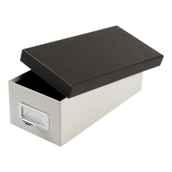 Oxford® Index Card Storage Box, 3" x 5", Marble White/Black