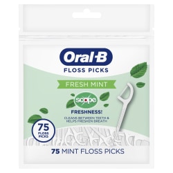 Oral B Burst of Scope Floss Picks, Fresh Mint, Pack Of 75 Picks