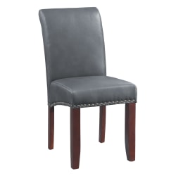 Office Star Parsons Faux Leather Dining Accent Chair, Antique Bronze/Pewter