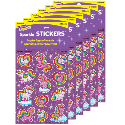 Trend Sparkle Stickers, Sparkly Unicorns, 24 Stickers Per Pack, Set Of 6 Packs