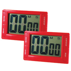 Ashley Productions Big Red Digital Timer 3.75" x 2.5" with Magnetic Backing and Stand, Pack of 2
