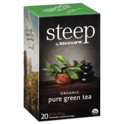 Bigelow® Steep Tea, Pure Green, 0.91 Oz, Box Of 20 Bags