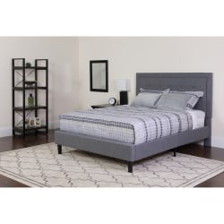 Flash Furniture Roxbury Panel Tufted Upholstered Platform Bed, Queen, 50-3/4"Hx65-3/4"Wx85-3/4"L, Light Gray - SLBMF27