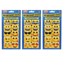 Ashley Productions Non-Magnetic Mini Whiteboard Erasers, Emotion Icons, Pack of 30
