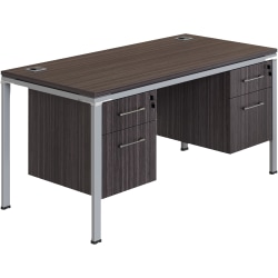 Boss Office Products Simple System Workstation Desk With 2 Pedestals, 66" x 24", Driftwood