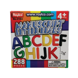 Roylco® Uppercase Manuscript Letter Beads, Assorted Colors, Box Of 288