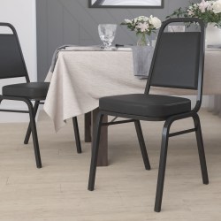 Flash Furniture HERCULES Series Trapezoidal-Back Stacking Banquet Chair With 2-1/2" Thick Seat, Black