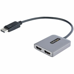 StarTech.com DP to Dual HDMI MST HUB, Dual HDMI 4K 60Hz, 2 Port DisplayPort Multi Monitor Adapter with 1ft/30cm Cable, DP 1.4