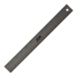 JAM Paper Non-Skid Stainless-Steel Ruler, 12", Gray