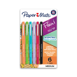 Paper Mate® Flair Scented Pens, Medium Point, 0.7 mm, Assorted Barrel, Assorted Ink, Pack Of 6 Pens