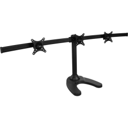 SIIG Triple Monitor Desk Stand - 13" to 27" - 13" to 27" Screen Support - 66 lb Load Capacity - Flat Panel Display Type Supported - 19.5" Height x 53.5" Width x 13.5" Depth - Desktop - Steel - Black