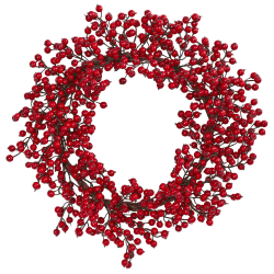 Nearly Natural Berry Artificial Wreath, 22" x 5", Red