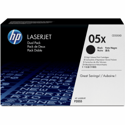 HP 05X High-Yield Black Toner Cartridges, Pack Of 2, CE505XD