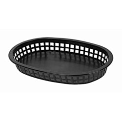 Thunder Group Oval Fast Food Baskets, 10-3/4", Black, Set Of 12 Baskets