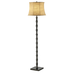 Adesso® Stratton Floor Lamp, 62"H, Brown Shade/Black Base