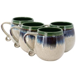 Meritage Lexington 4-Piece Stoneware 2-Tone Mug Set, 20 Oz, Green Multicolor
