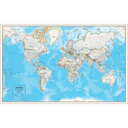 Hemispheres Contemporary Laminated Wall Map, World, 38" x 61"