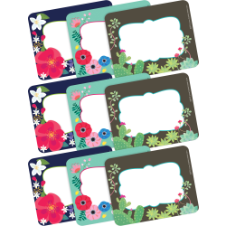 Barker Creek Self-Adhesive Name Tag Labels, 2-3/4" x 3-1/2", Petals & Prickles, Set Of 135 Labels
