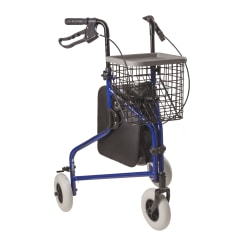 DMI® Adjustable Aluminum Folding 3-Wheel Rollator Walker, 37" x 20", Royal Blue