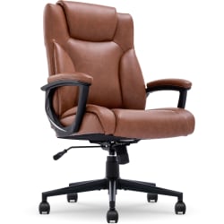 Serta® Connor Ergonomic Bonded Leather High-Back Executive Office Chair, Cognac