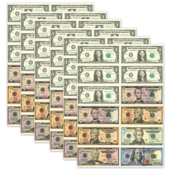 Ashley Math Die-Cut Money Magnets, U.S. Dollars, Pack Of 12 Magnets, Set Of 6 Packs