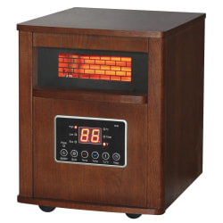 Comfort Glow® 5,120-BTU Portable Electric Cabinet Forced-Air Infrared Quartz Heater with 6 Elements, LED Display & Remote, French Walnut, QEH1425
